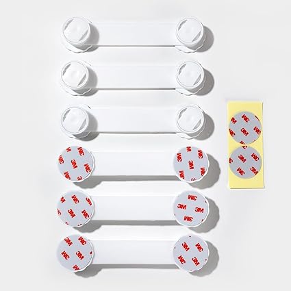 Child Safety Cabinet Locks – 6-Pack Double Button Drawer Latches, Easy & No-Residue Removal, Exclusive Technology – Baby Proofing for Drawers & Cabinets