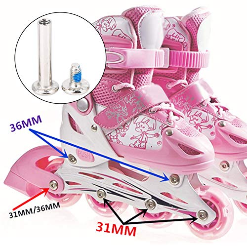 MOUMOUTEN 10Pcs Skate Replacement Skating Screws, Fittings Inline Skates Wheel Axles Hardware Screw for Wheels Boys Shaft, Replacement,Skating Kit Repairing Changing(Inseam36mm)