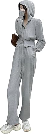 OZBERLI レディース セットアップ ジャージ 上下 セット ルームウェア ダブルジップ ドロスト 裾絞り ドローストリング 薄手 おしゃれ フード