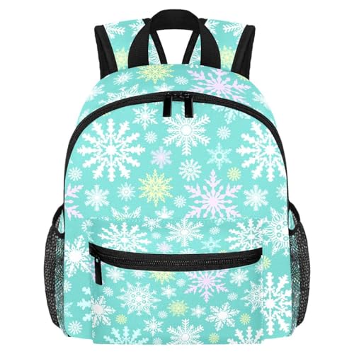 Sac à dos d'hiver léger multicolore à motifs flocons de neige avec poches de bouteille