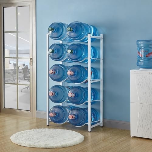 MTIETEME ウォーターボトルラック バケツスタンド 収納ラック 取り外し可能 収納付き 取り出しやすい 強力な耐荷重200kg 高耐久性 2/3/4/5層 ウォーターサーバー 台 組み立てが簡単 キッチン、寝室、リビング、オフィスに適用 白(65x3