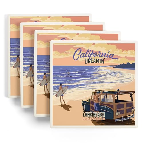 Long Beach, California, Woody on Beach, California Dreamin (Absorbent Ceramic