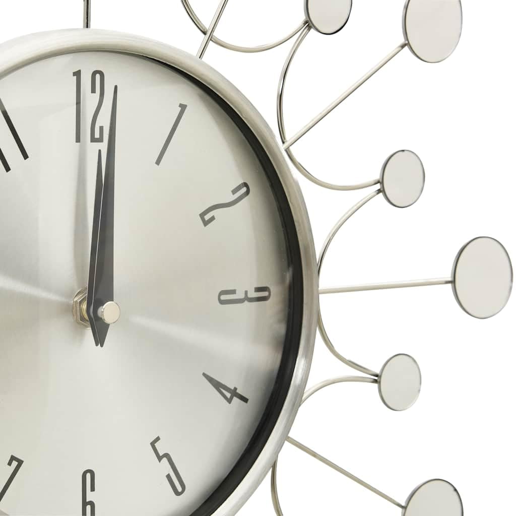 Reloj de pared de metal y aluminio plateado de 40 cm de diámetro, analógico, funciona con pilas, con manecilla silenciosa, para salón, oficina, dormitorio, cocina