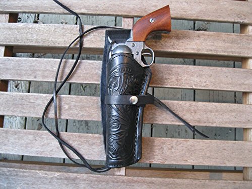 Shotgun Lilli Western Gun Holster - Black - Left Handed - for .45 Caliber Single Action Revolver - Size 6" - Tooled Leather