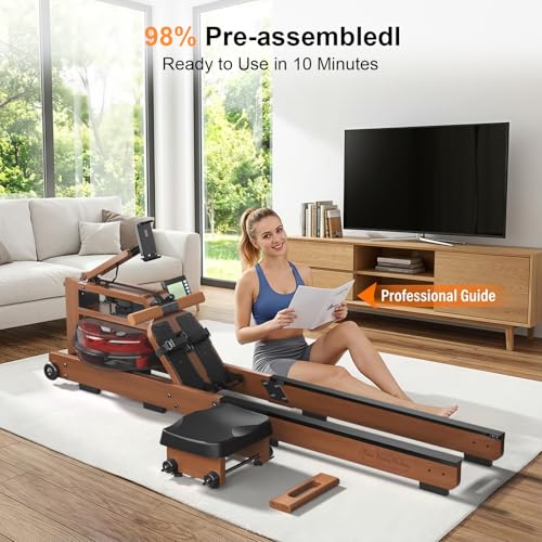 Image of Water Rowing Machine for Home, Rower Machine with Leak-Proof Water Tank, LCD Monitor, 400 LBS Capacity, Ergonomic Seat,Quiet Row Machine for Small Spaces & Apartments, Full Body Workout Equipment