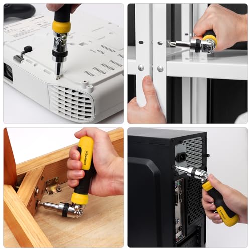 Sharden SD014-YELLOW Ratcheting Screwdriver Multi Bit Screw Driver 13-In-1 Tool Ratchet Screwdriver Set Flat Head/Square/Torx/Hex/Phillips Screwdriver thumb #6