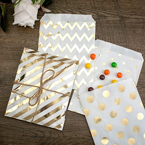 Candy bar decoratie-accessoireset, snoep bar decoratieset, slinger met 100 stuks gouden snoepzakjes + 60 stickers… - Image 6