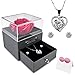 Rseuphiee Ewige Rose, Konservierte Rose, Rosenbox, Infinity Rosen Box, Ewige Rose mit Kette Silber, Exquisiten Geschenkbox, für Valentinstag, Muttertag, Jahrestag, Geburtstagsgeschenk