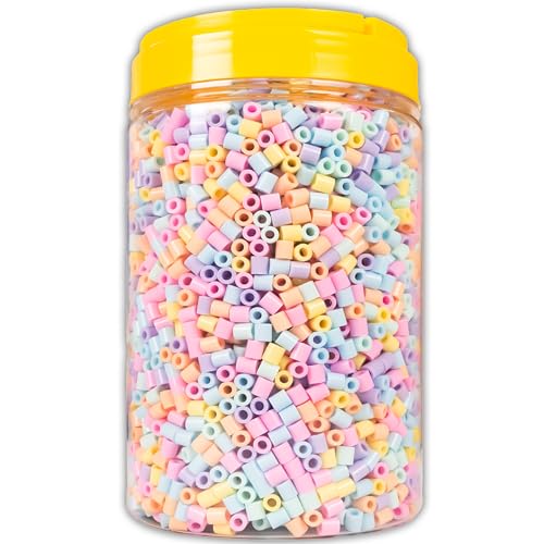 La Manuli Bügelperlen - 5000 Stück im Dose, Midi Größe 5mm, inklusive 2 Pinzetten, Steckperlen, Nachfüllset Bastelperlen Mit jeder Marke Beads kompatibel