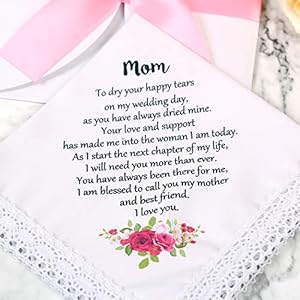 Wedding handkerchief for brides mother mom wedding gift from daughter keepsake hankie for mother  urban country home decor