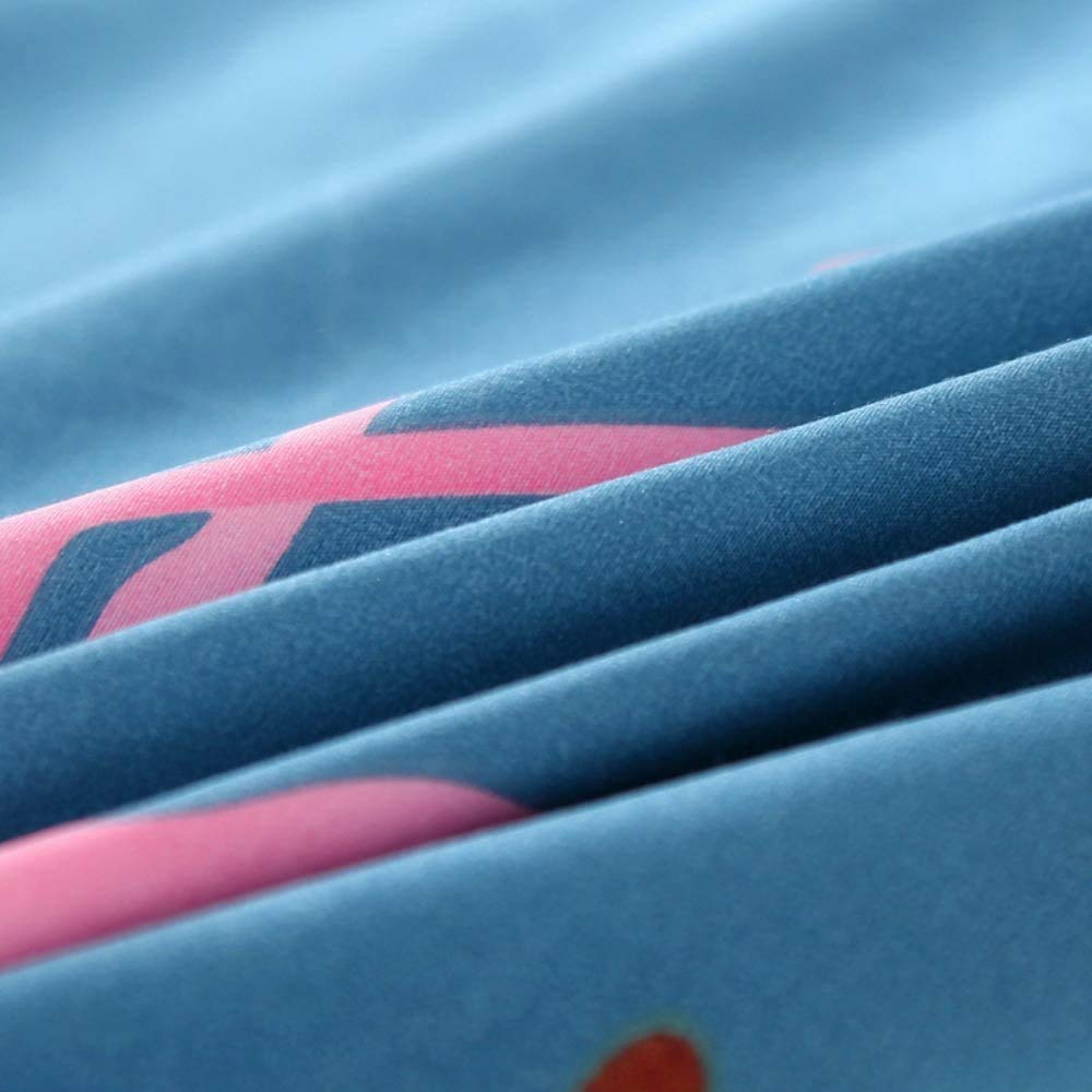 Loussiesd Copripiumino fenicottero, set di biancheria da letto con animali tropicali blu e rosa, per ragazze, bambini e donne, per camera da letto, a fiori, matrimoniale, con 2 federe per cuscino