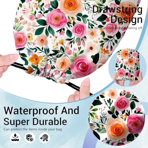 Image of Rose Flower Gymnastics Grip Bag Lightweight Athlete String Bag for Women Gym Dancing Sport