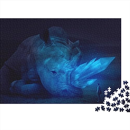 Puzzle de rinoceronte de 500 piezas para adultos, rompecabezas familiar de 52x38 cm