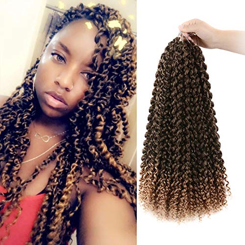 6 packs Ombre Passion Twist Crochet Hair Long 18 inch Water Wave Synthetic Braids for Passion Twist Crochet Braiding Hair Extensions (1B-27)