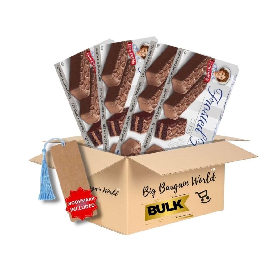 Frosted Cake Chocolate Cake Snack Box BulkBox Snack Cake treat Yummy Cakes, Chocolate Snack Cakes, 4 Boxes Bundle Bonus Bookmark