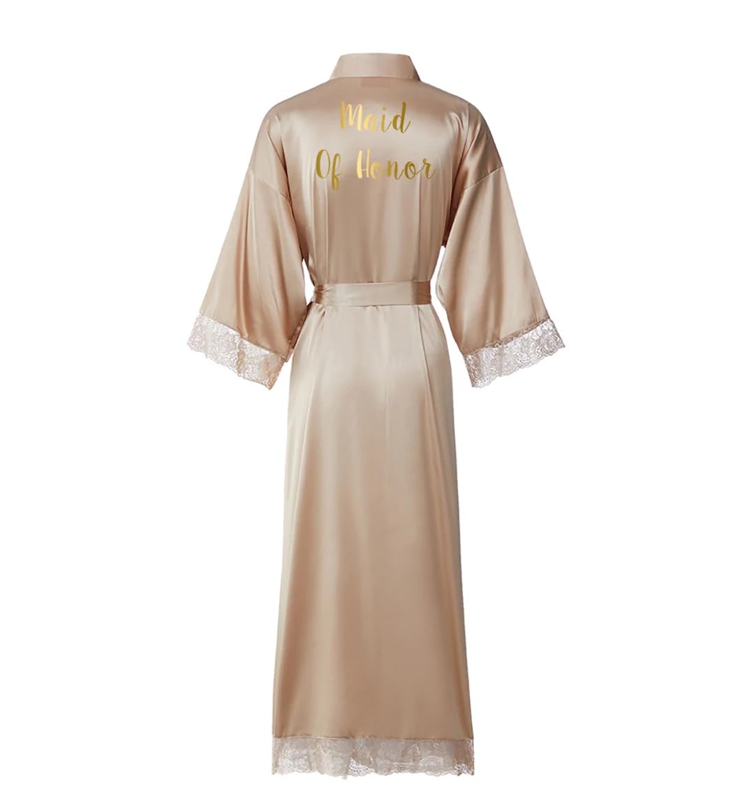 Yeuyyben Raso di seta Pizzo Robe Abito da sposa Damigella d'onore Abiti Sposa Robe Donna Abito Lungo Accappatoio Accappatoio di Seta Accappatoio