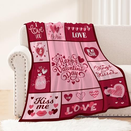 Neatee Living Valentines Day Kids Throw Blanket Small Pink Plaid Love Heart Blanket Girlfriend Wife Couple Wedding Gift Couch Bed Soft Lightweight Fuzzy Plush Fleece Blanket and Throws 40x50