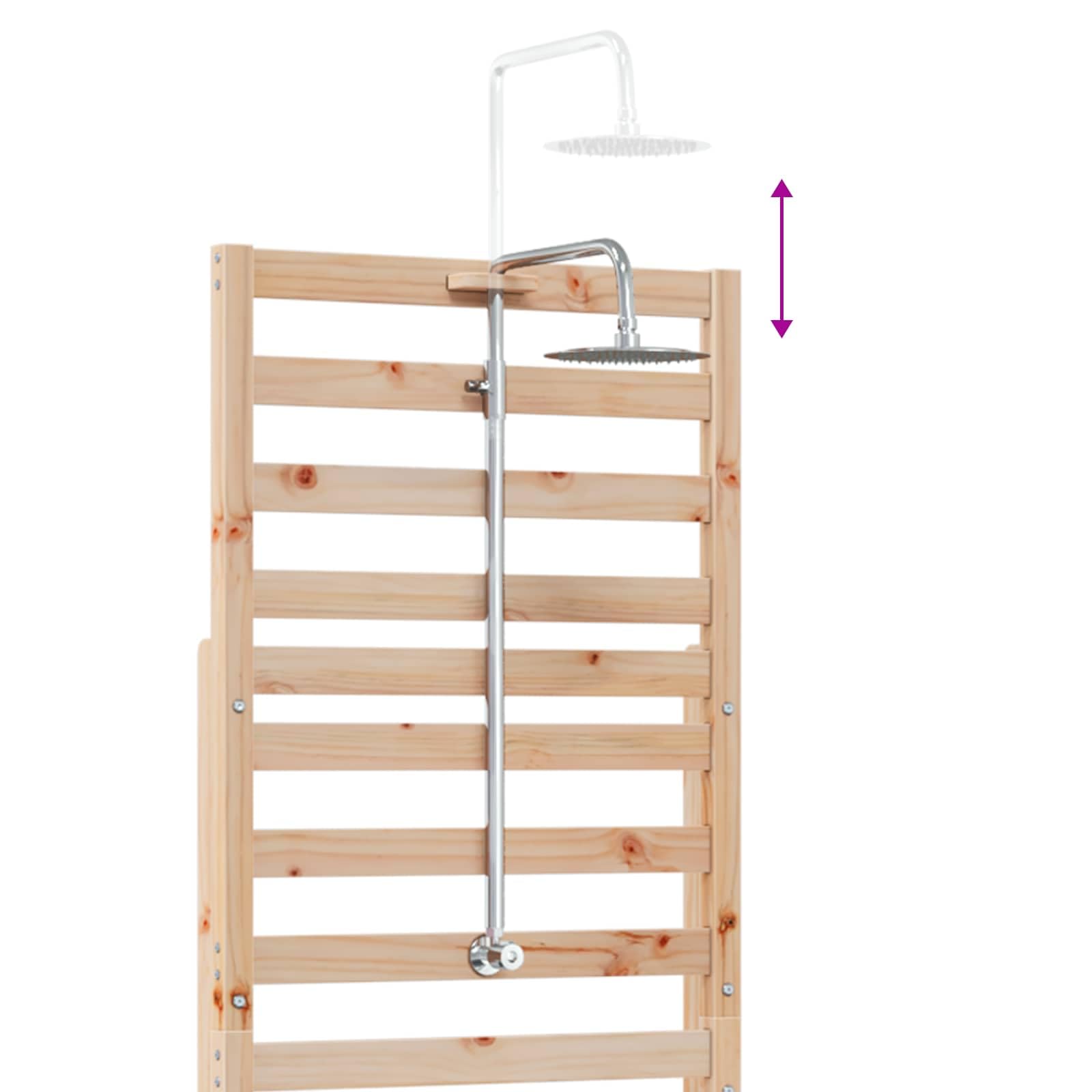 vidaXL Ducha Exterior 225 cm Madera Maciza de Pino y Acero Inoxidable