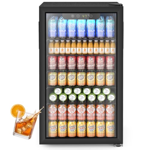 Electactic Mini Fridge 130 Can Beverage Refrigerator Cooler 3.1 Cu.Ft Drink Fridge for Soda Wine Beer Adjustable Temperature Control for Home Office Black