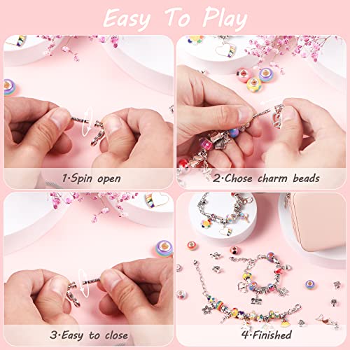 Ufu Charm Bracelet Making Kit Girls Beads For Jewelry Making Kit, Unicorns Arts Crafts Gifts Set For Teen Girls Age 5 6 7 8-12, With A Portable Bracelet Organizer Box #TOP4