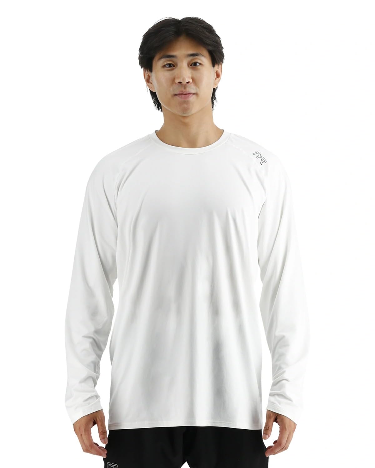 TYR Men's Athletic Performance Workout Raglan Long Sleeve Tech Tee White