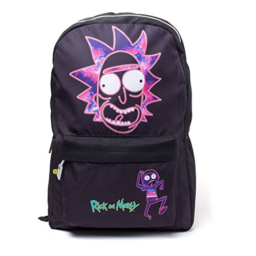 Rick and Morty S: Mochila  diseño de neón  28 cm  20  color negro