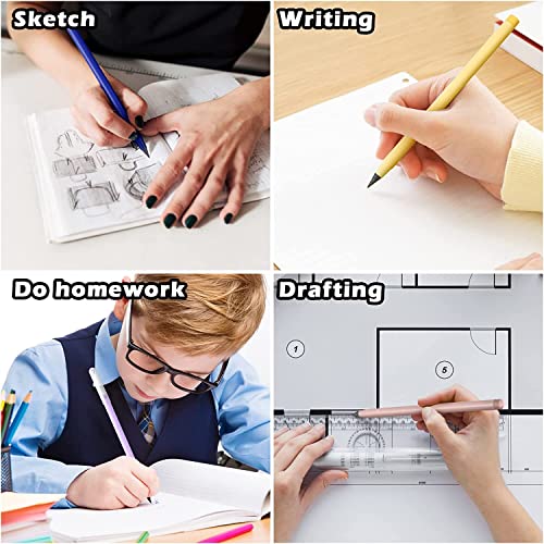 Image of BWOGUE 4PCS of Inkless Infinity Pencil, Infinite Pencil Eternal with Eraser, Reusable Pencil for Writing, Drawing, Kids Pencil for Home, School Supplies and Office (Multicolor)