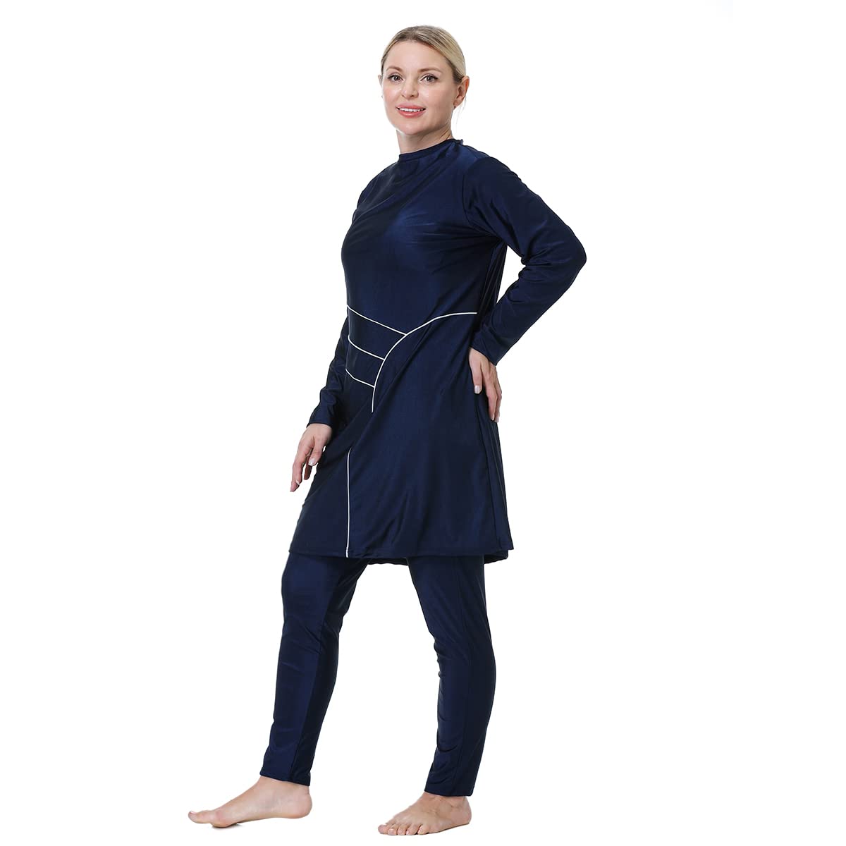 BlueSnow Costumi da Bagno Musulmani Taglie Forti per Donna Costumi da Bagno islamici modesti Burkini Pantaloni Hijab a Copertura Totale Costumi da Bagno Grassi