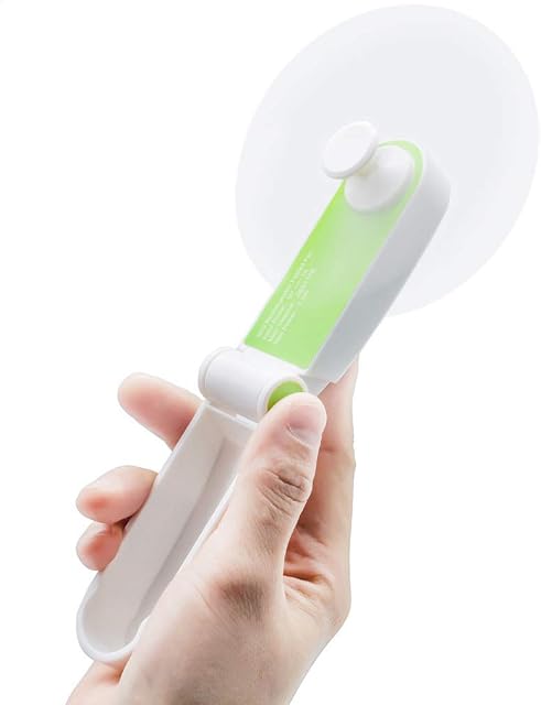 GlobalCrown Handheld Fan Mini Electric Hand Held Fans,Hand Fan Rechargeable Portable Folding USB Fans Battery Operated Small Desk Fan Foldable Pocket Quiet Fan for Home Office Travel Outdoor (Green)
