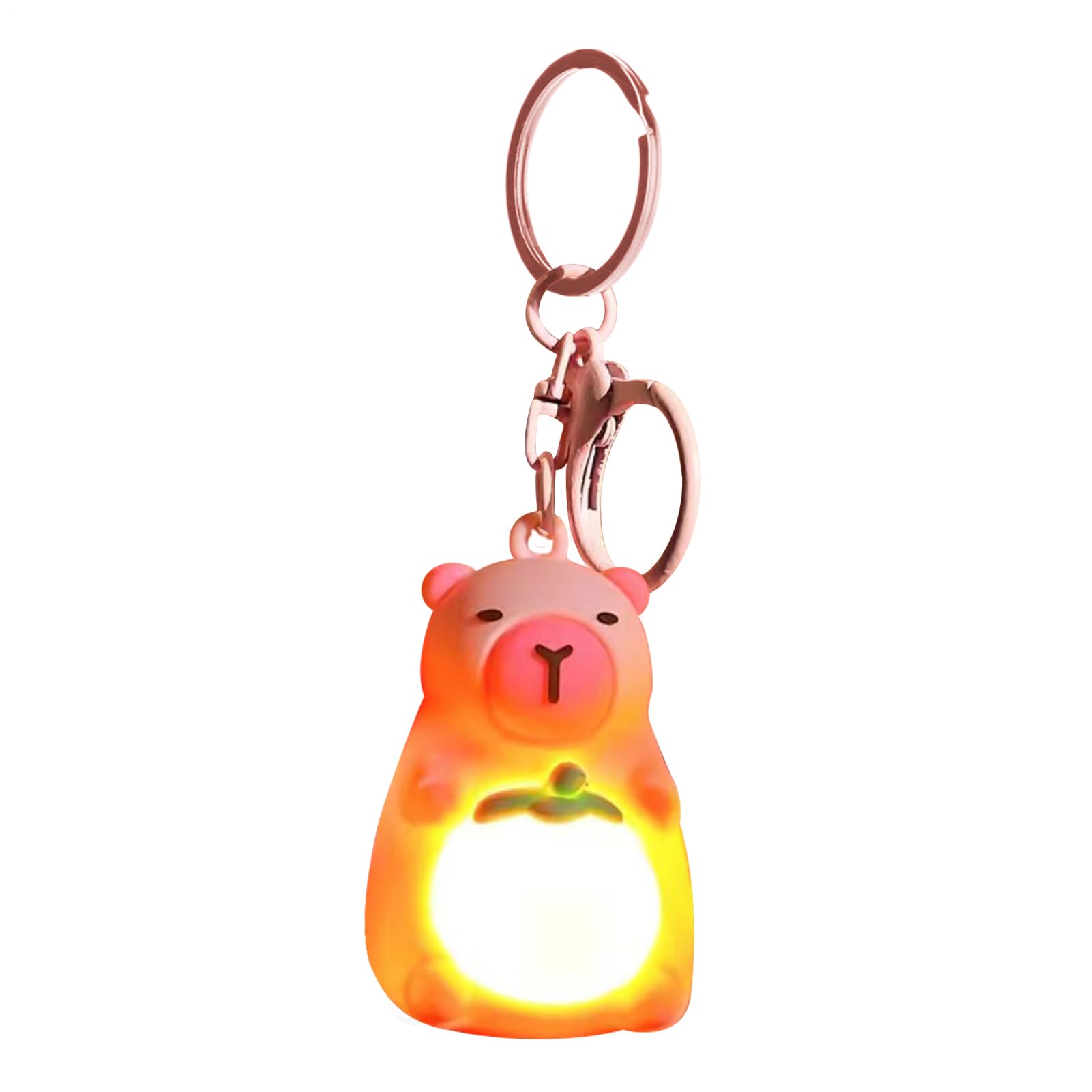 Capybara Portachiavi | Ciondolo a forma di Capybara divertente illuminato, ciondolo divertente a forma di capibara, giocattolo realistico a forma di capibara, portachiavi creativo per borsa, Marrone