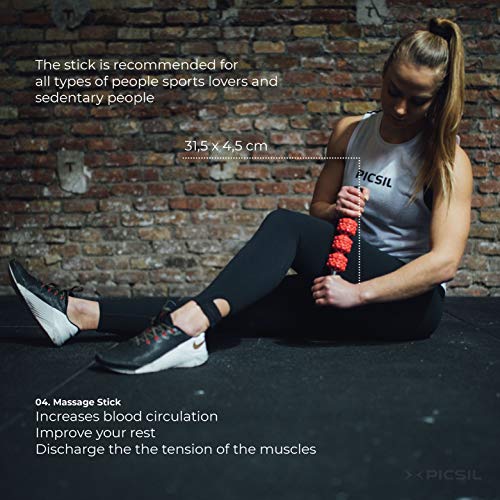 PICSIL rubberen foamroller voor diepe spiermassage, foamroller set 5-in-1, foamroller uit rubber voor spiermassage… - Image 6