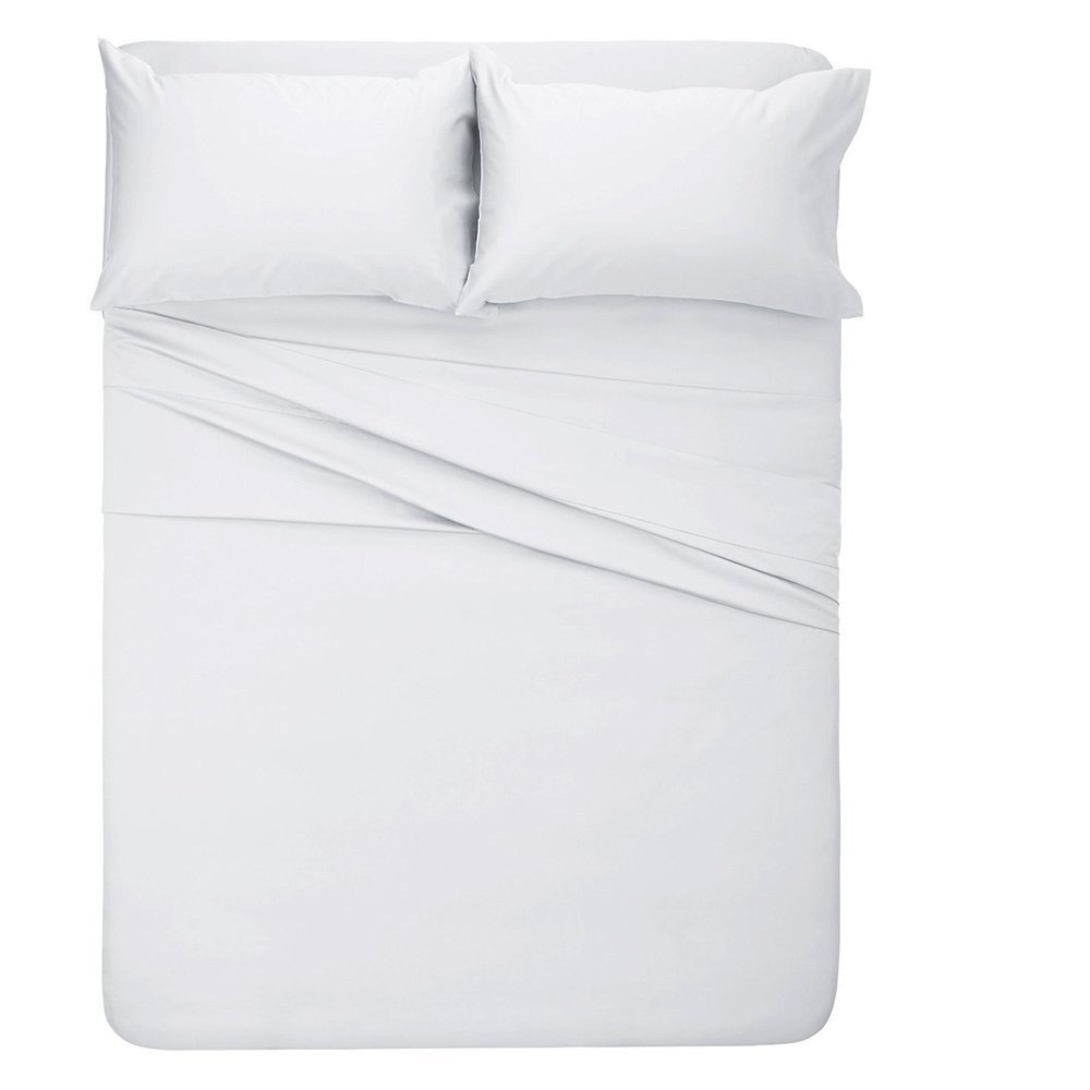 CCWB 3PC Set Fitted Sheet Up to 15" to 17" inch Deep Pocket 600 Thread Count 100% Egyptian Cotton Fitted Sheet/Bottom Sheet and 2PC Pillowcases Fully Elastic All Around(White Twin XL)