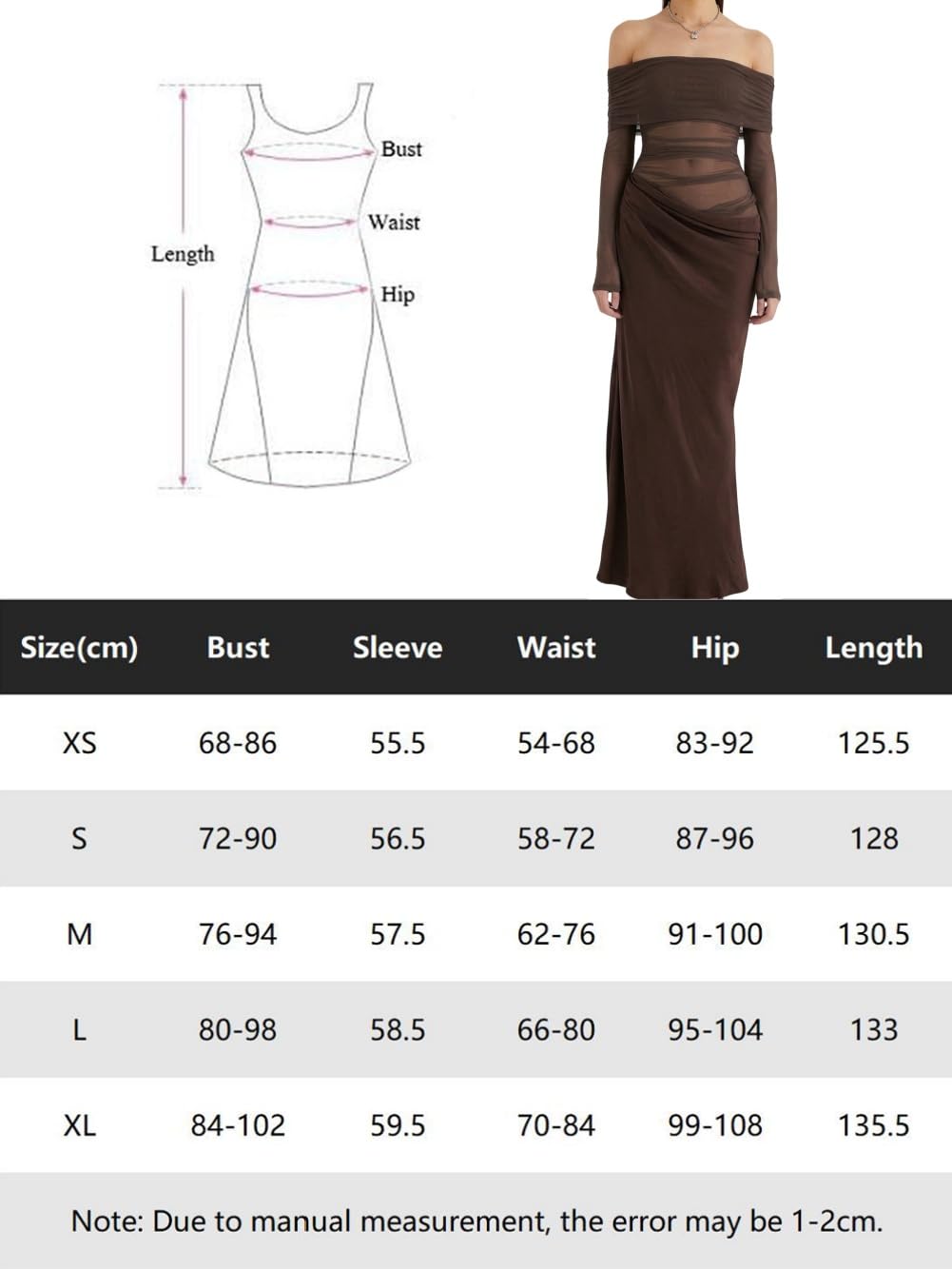 Vestido Mujer Manga Larga con Hombros Descubiertos Elegante Vestidos Largo de Fiesta Sexy Vestido Ajustado de Malla Transparente Otoño Bodycon Plisado Maxi Vestido para Cóctel Boda Ceremonia