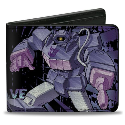 Buckle-Down Hasbro Wallet, Bifold, Transformers Shockwave Poses and Decepticon Shield Purples, Vegan Leather