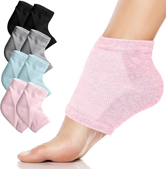 Moisturizing Heel Gel Socks, Heal Dry Cracked Dead Skin Foot Care Softener Pedicure Spa Sock Set, 4 Pairs Toeless Spa Sock For Foot Care Treatment, Cracked Heels, Dry Feet, Foot Calluses