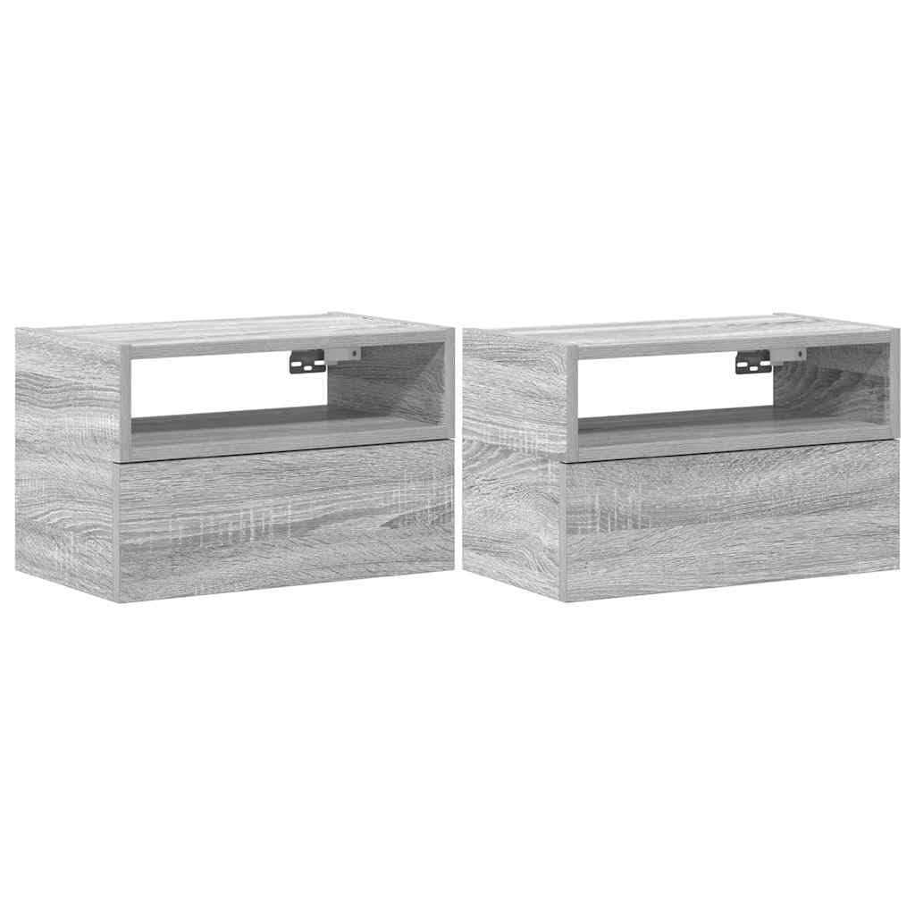 VIDAXL Wall-mounted Bedside Cabinets - Set of 2 - Grey