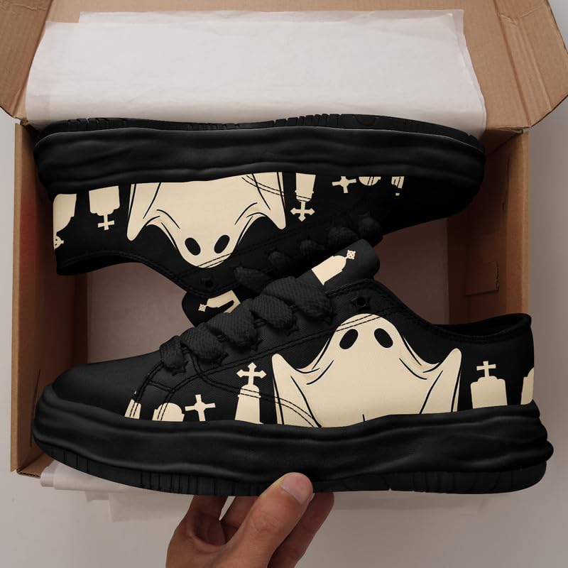 Halloween Pumpkin Ghost Canvas Shoes Fashion Unisex Sneaker Gift for Her Him Festival Running Walking Casual Shoes4