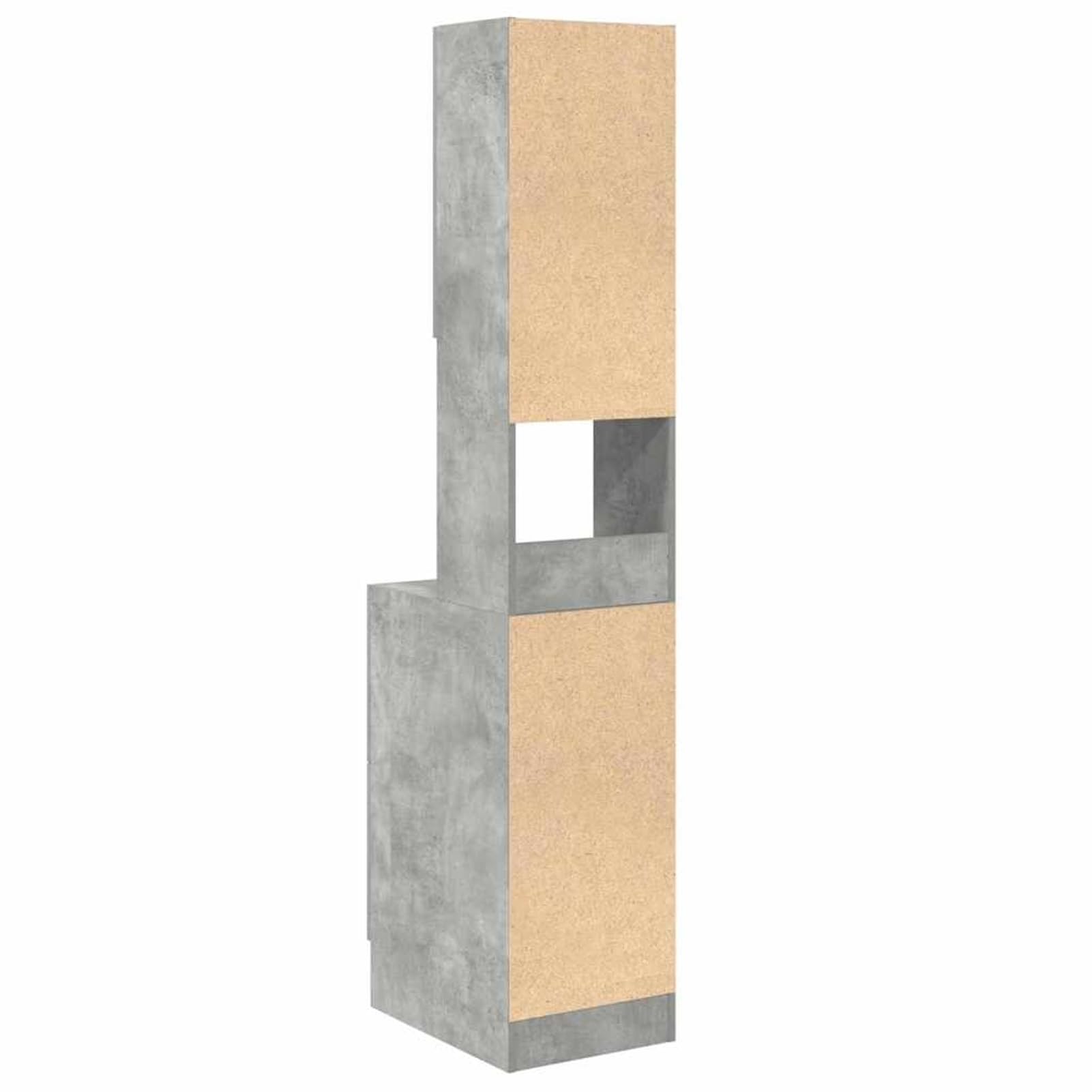 Küchenschrank mit Regal Grau 35 x 50 x 180 cm aus Holzwerkstoff, 2 Schubladen, 2 Brettregale, innen einsetzbar