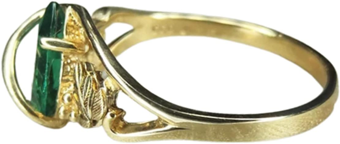 Lab Created Emerald Marquise Wrap Ring, 10k Yellow Gold, 12k Pink and Green Black Hills Gold