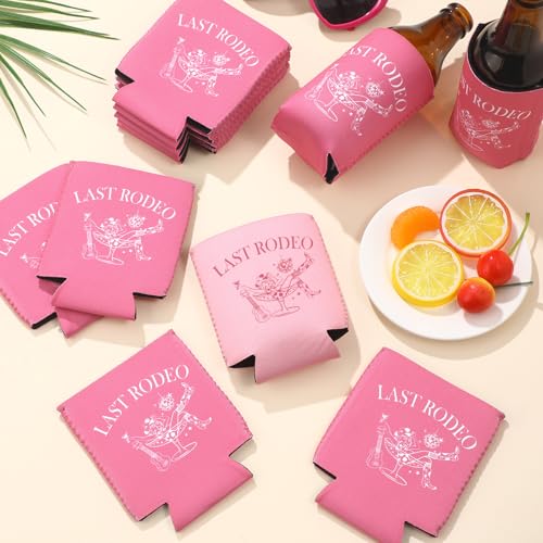 Image of SiliFine 12 Pcs Bachelorette Party Can Sleeves Bulk Coquette Bachelorette Party Decoration Cowgirl Can Sleeves for Bridal Shower Gifts(4 x 2.4 Inches,Last Rodeo)