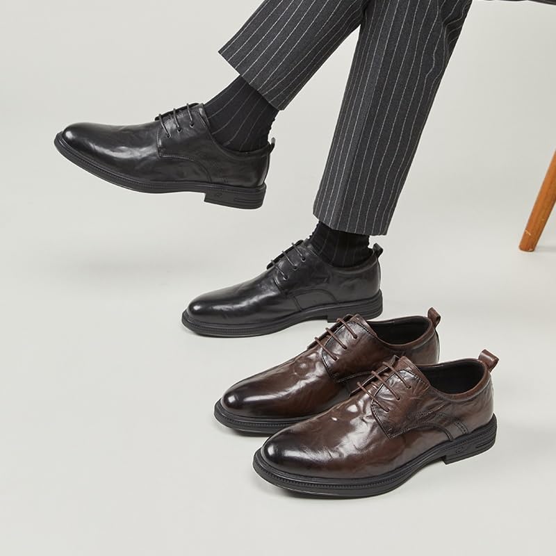 Men's Breathable Business Casual Non-Slip British Soft Sole Formal Round Suitable for Wedding Office Anti-Slip Shock-Absorbing Low-top2