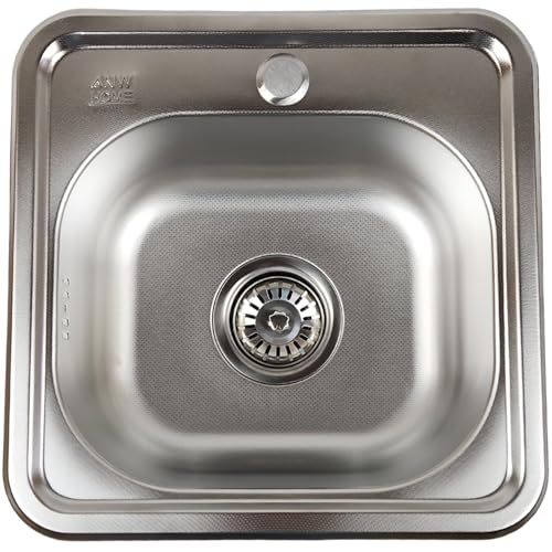 ANW HOME Spülbecken Küche mit Siphon, Waschbecken Küche Edelstahl mit...