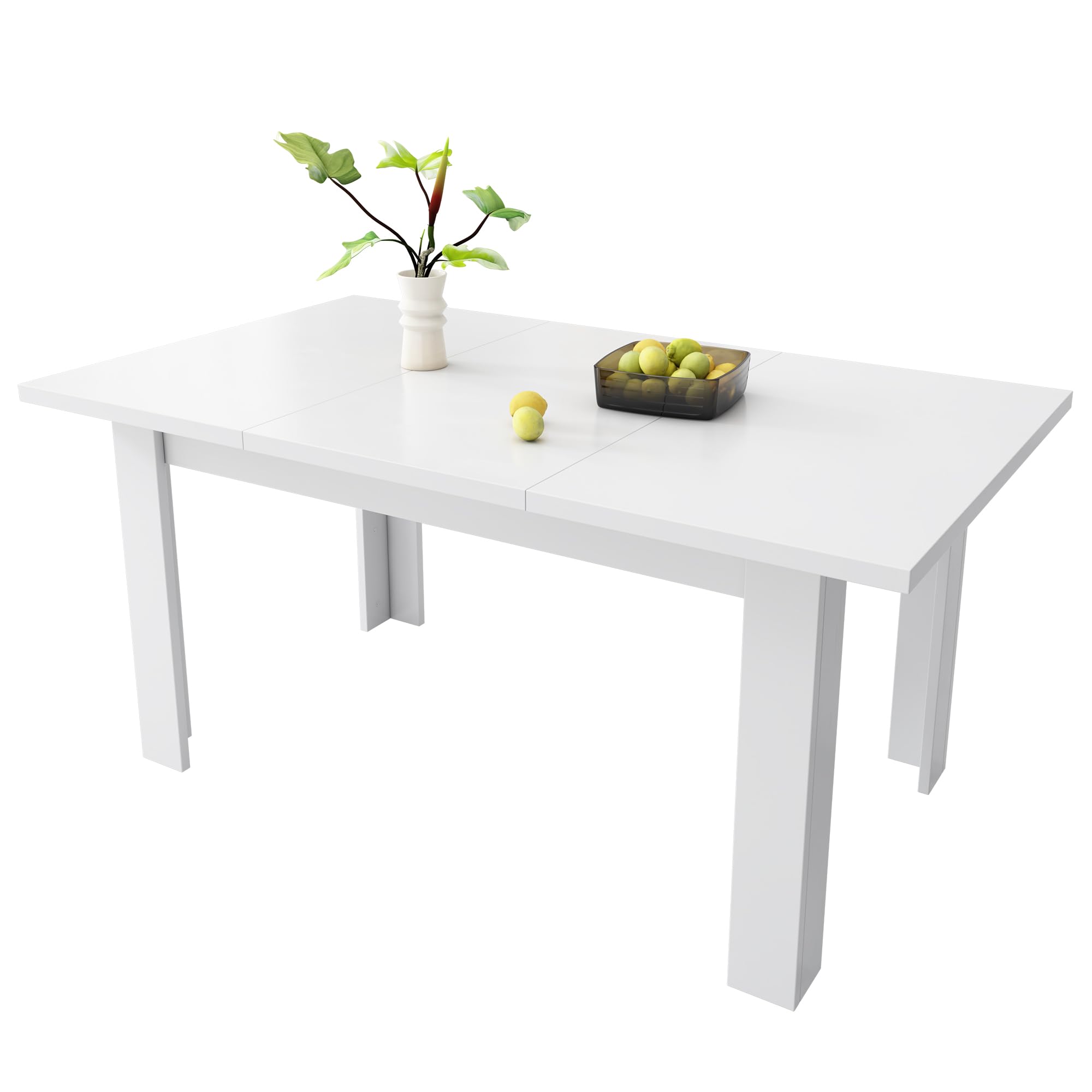 Merax Esstisch 120x70 cm mit verstecktem Stauraum, moderner rechteckiger Küchentisch, platzsparend, multifunktional als Schreibtisch oder Kaffeetisch, weiß