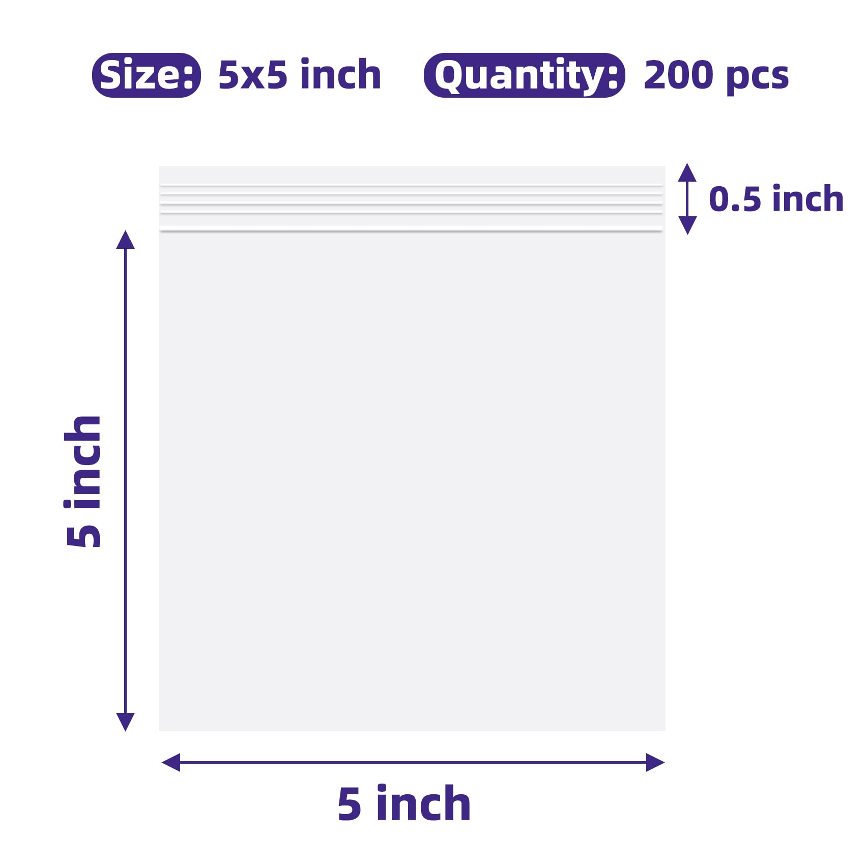 5x5 Inches Mini Plastic Zip Bags,200 Pieces Jewelry Bags, Clear Resealable Small Zip Bag