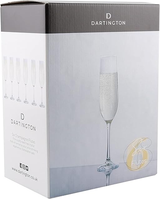 Dartington Crystal Champagne Flutes Set of Six Glasses
