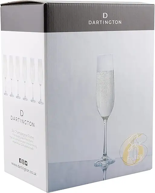 Dartington Crystal Six Champagne Flutes - Set of 6 Elegant Glasses | Dishwasher Safe