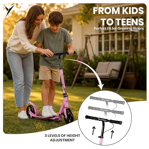 Image of Jaspo Fervid Kick Scooter for Kids & Adults | 175mm TPU Wheels 80A Hardness | ABEC-9 Bearings | Foldable Aluminum Frame | 3-Level Height Adjustable | Anti-Skid Deck, Soft TPR Grip | Max Load 120kg