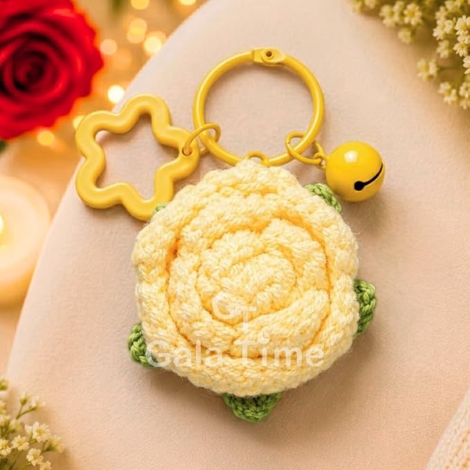 Image of Handmade Crochet Flower Keychain for Bags Keys Purse Backpack Cute Aesthetic Yarn Keyring Bag Charm Handmade Soft Thread Flower Keychain for Girls Women Kids Gifting and Daily Use