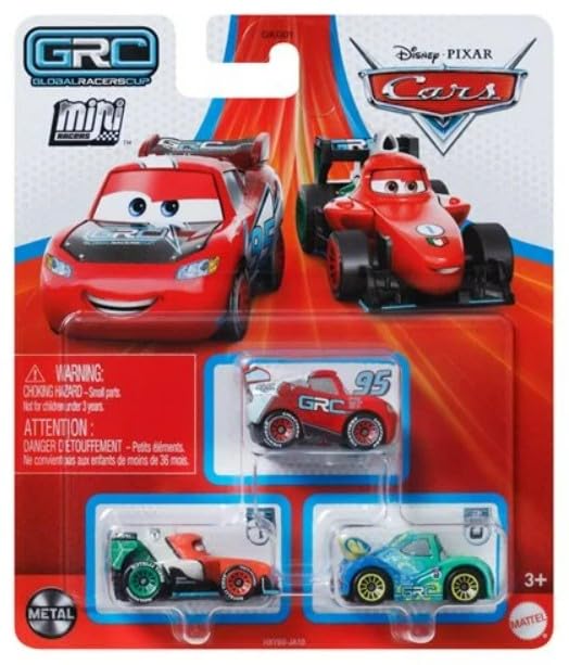 Disney Cars Mini Racers 3 Pack (Grc Racers 1 Francesco Bernoulli, Lightning McQueen and Carla Veloso)