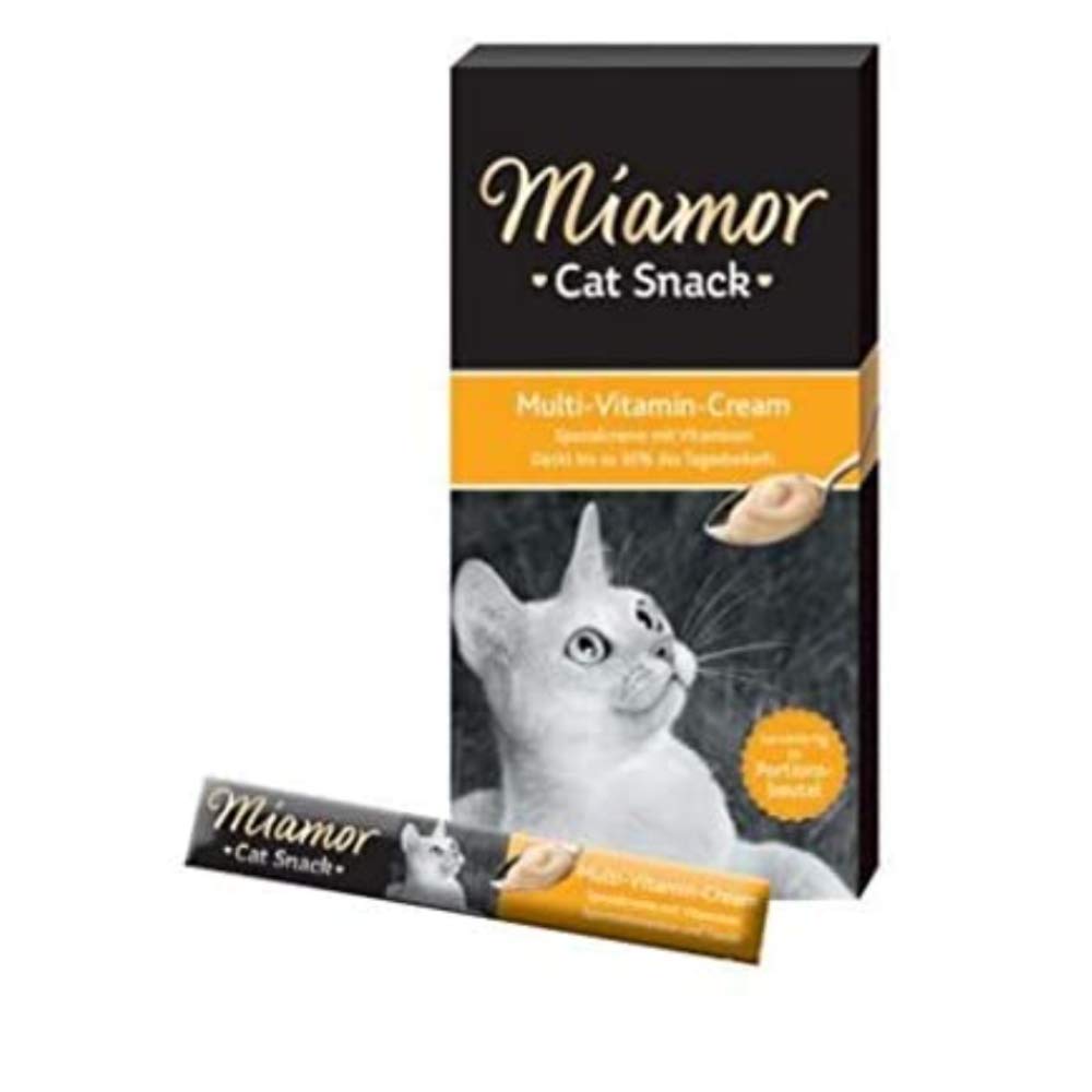 Miamor Cat Snack Multi-Vitamin Cream 66 x 15g Tasty Cream Packed Full with Valuable Vitamins Trace Elements & Taurine Aids Immune System & Resistance to Infection